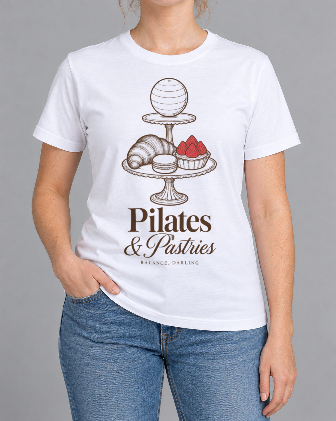 Tricou Pilates and Pastries – culoare alb