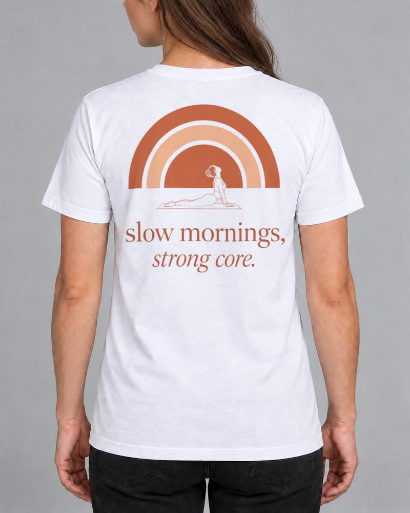 Tricou Slow Mornings Strong Core – culoare alb